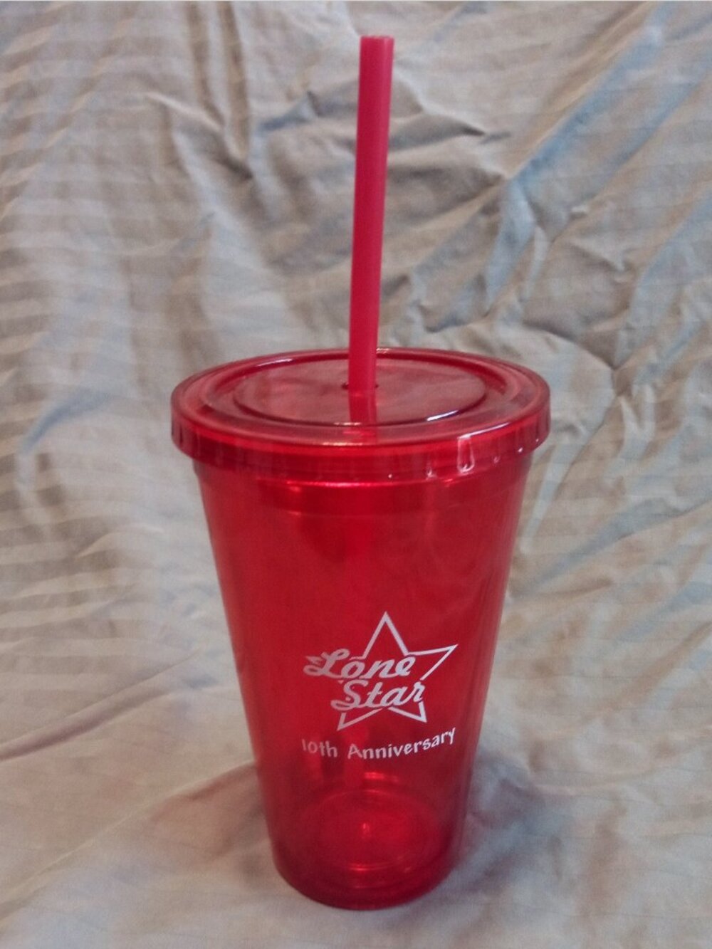 Lone Star 10th Anniversary Collectible Souvenir Plastic Tumbler with lid & straw